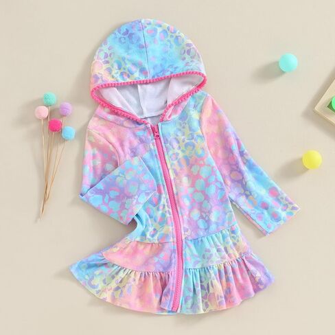 Girls Swim Cover Up Toddler Summer Swimsuit Coverup Kids Hooded Beach Towels Bathing Suit Wrap in Kuwait