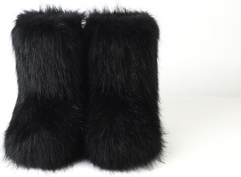 حذاء الفراء الزائفة للسيدات ، من جلد الغزال المستدير من الجلد المدبوغ ، الثلج الدافئ مريح ، أحذية فروي فور ، in Kuwait