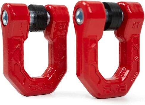 DV8 Offroad Elite Series D-Ring Shackles | Pair | 8 Ton Working Load Limit | (4) ⅛" & (4) 3/16" Isolators Included | 1&1/16" Thick Forged Steel D-Ring (Red) in Saudi Arabia