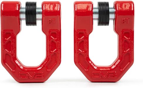 DV8 Offroad Elite Series D-Ring Shackles | Pair | 8 Ton Working Load Limit | (4) ⅛" & (4) 3/16" Isolators Included | 1&1/16" Thick Forged Steel D-Ring (Red) in Saudi Arabia
