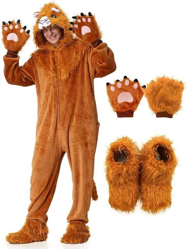 YuDanae Lion Costume Adult Animal Onepiece Unisex Lion Pajamas Halloween Party Onesie Cosplay Jumpsuit for Men Women in Saudi Arabia