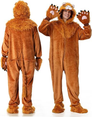 YuDanae Lion Costume Adult Animal Onepiece Unisex Lion Pajamas Halloween Party Onesie Cosplay Jumpsuit for Men Women in Saudi Arabia