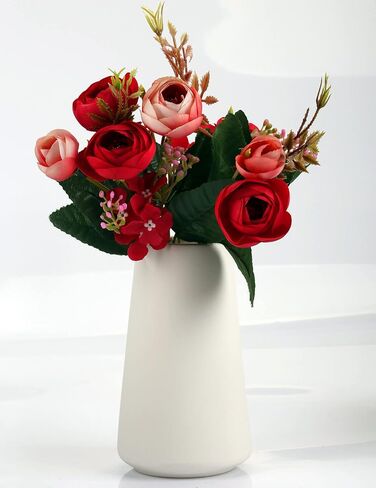 Simple Vase for Flowers Plants, Matte Vases for Modern Table Shelf Home Decor Wedding Boho Decor, 6" H Frosted Elegant Ceramic Vase for Pampas Grass Fluffy Stem Bouquet Lavender Flowers (White, 1) in Saudi Arabia