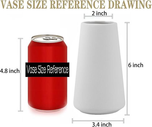 Simple Vase for Flowers Plants, Matte Vases for Modern Table Shelf Home Decor Wedding Boho Decor, 6" H Frosted Elegant Ceramic Vase for Pampas Grass Fluffy Stem Bouquet Lavender Flowers (White, 1) in Saudi Arabia