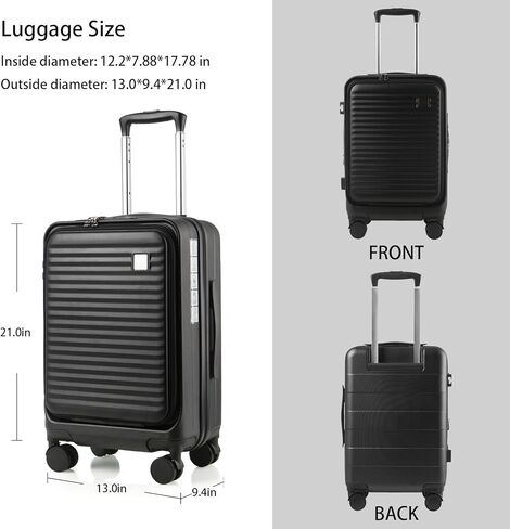 حقائب حمل قابلة للتوسيع، حقائب متينة ذات جوانب صلبة مع عجلات دوارة، حقائب سفر خفيفة الوزن مع قفل TSA، مقاس 20 بوصة in Kuwait