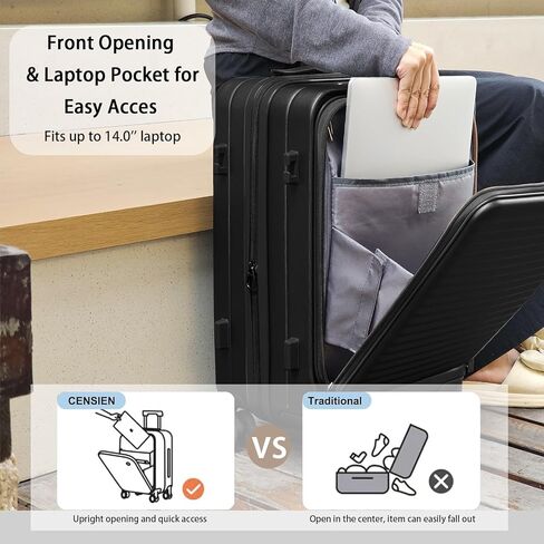 حقائب حمل قابلة للتوسيع، حقائب متينة ذات جوانب صلبة مع عجلات دوارة، حقائب سفر خفيفة الوزن مع قفل TSA، مقاس 20 بوصة in Kuwait