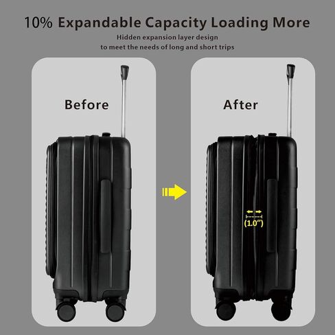 حقائب حمل قابلة للتوسيع، حقائب متينة ذات جوانب صلبة مع عجلات دوارة، حقائب سفر خفيفة الوزن مع قفل TSA، مقاس 20 بوصة in Kuwait
