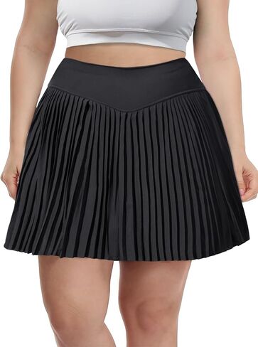 Moon Wood Women Plus Size Pleated Tennis Skirt with Shorts High Waisted Athletic Golf Skort Skirts with Pockets in Saudi Arabia