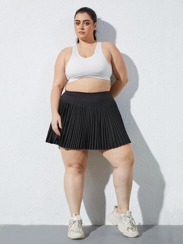 Moon Wood Women Plus Size Pleated Tennis Skirt with Shorts High Waisted Athletic Golf Skort Skirts with Pockets in Saudi Arabia