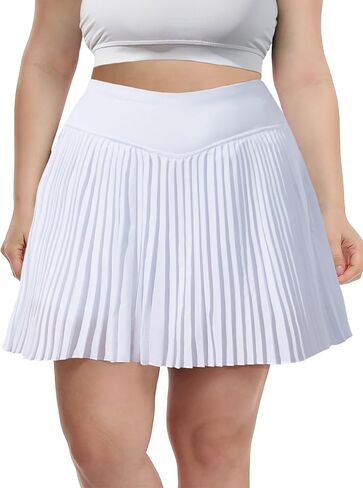 Moon Wood Women Plus Size Pleated Tennis Skirt with Shorts High Waisted Athletic Golf Skort Skirts with Pockets in Saudi Arabia