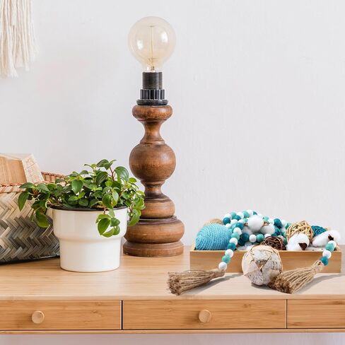 20 Pieces Decorative Balls for Bowls, Assorted Decorative Balls Set, Bowl Decorative Filler and 58 Inches Wood Bead Garland with Tassels for Vase Bowl Filler Table Decoration in Saudi Arabia