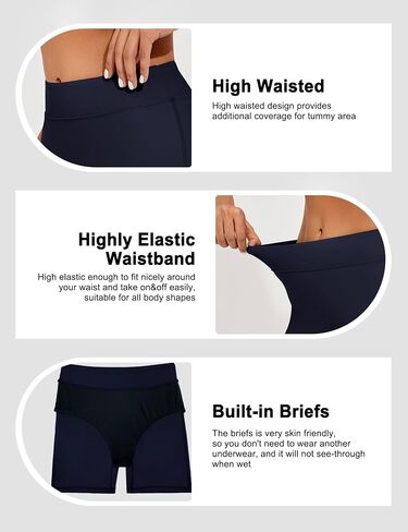 Bonneuitbebe Women's Swim Shorts High Waist Bathing Suit Bottoms UPF 50+ Swimsuit Boy Shorts Bikini Board Shorts S-XXL in Kuwait