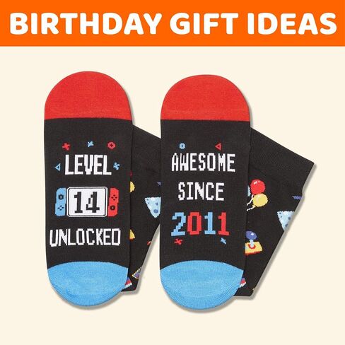 HAPPYPOP 14th Birthday Gifts Ideas for Boys - Socks for Boys Girls Age 14, Awesome Since 2011 Birthday Presents with Greeting Card in Saudi Arabia