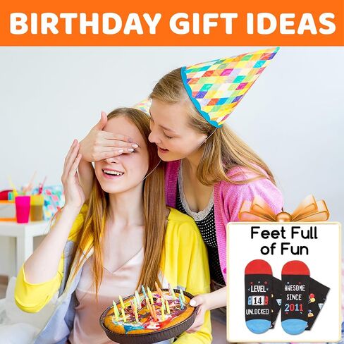 HAPPYPOP 14th Birthday Gifts Ideas for Boys - Socks for Boys Girls Age 14, Awesome Since 2011 Birthday Presents with Greeting Card in Saudi Arabia