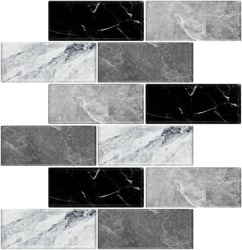 BSABSAQAA 10 Sheets Peel and Stick Backsplash for Kitchen 12"X12" Back Splash Adhesive Subway Wall Tile Sticker for Bathroom on Renter Friendlyn Marble 2-6 in Saudi Arabia