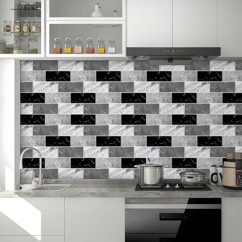 BSABSAQAA 10 Sheets Peel and Stick Backsplash for Kitchen 12"X12" Back Splash Adhesive Subway Wall Tile Sticker for Bathroom on Renter Friendlyn Marble 2-6 in Saudi Arabia
