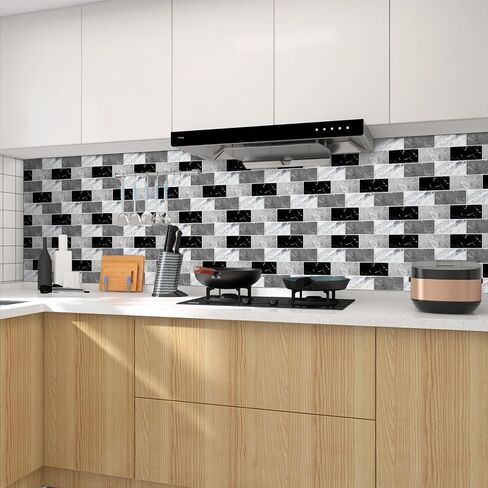 BSABSAQAA 10 Sheets Peel and Stick Backsplash for Kitchen 12"X12" Back Splash Adhesive Subway Wall Tile Sticker for Bathroom on Renter Friendlyn Marble 2-6 in Saudi Arabia