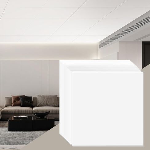 VEVOR 12-Pack 24 x 24 in Drop Ceiling Tiles - Premium PVC Foam Sheet, Fire-Rated & Flexible, Easy Installation, Home/Office Decoration, Smooth White in Saudi Arabia