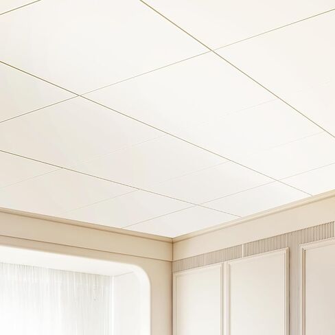 VEVOR 12-Pack 24 x 24 in Drop Ceiling Tiles - Premium PVC Foam Sheet, Fire-Rated & Flexible, Easy Installation, Home/Office Decoration, Smooth White in Saudi Arabia