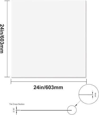 VEVOR 12-Pack 24 x 24 in Drop Ceiling Tiles - Premium PVC Foam Sheet, Fire-Rated & Flexible, Easy Installation, Home/Office Decoration, Smooth White in Saudi Arabia
