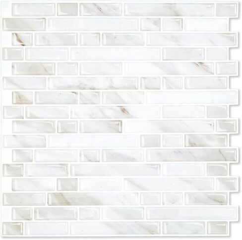 Yipscazo 10 Sheets Peel and Stick Backsplash for Kitchen Wall, 12''x12'' Waterproof Stick on Backsplash Smart Tiles for Bathroom,Removable Backsplash Wall Tiles in Slate White Marble in Saudi Arabia