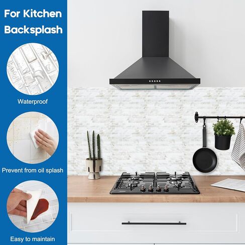 Yipscazo 10 Sheets Peel and Stick Backsplash for Kitchen Wall, 12''x12'' Waterproof Stick on Backsplash Smart Tiles for Bathroom,Removable Backsplash Wall Tiles in Slate White Marble in Saudi Arabia