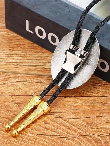 GelConnie Brown Bolo Tie for Men Women Gold Bolo Ties Men Rodeo Cowboy Leather Necktie Handmade Western Gift Accessories in Saudi Arabia