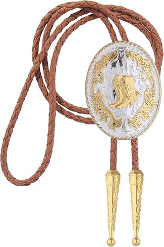 GelConnie Brown Bolo Tie for Men Women Gold Bolo Ties Men Rodeo Cowboy Leather Necktie Handmade Western Gift Accessories in Saudi Arabia