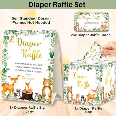 127 Pc Jungle Safari Baby Shower Invitations For Boy And Girl With Envelopes, Thank You Cards, Baby Book Request Cards, Diaper Raffle Tickets & Sign, Guess How Many Baby Shower Game -25 Guest Set in Saudi Arabia