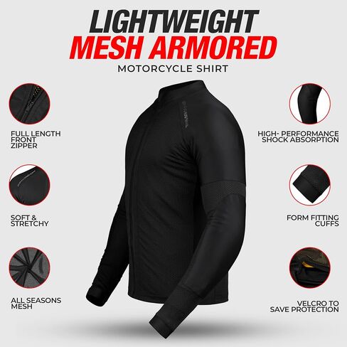 J.A.G. Motorcycle Mesh Shirt for Men with CE Certified Protective Padded Armors | All Season Motorcycle Riding Shirt in Saudi Arabia