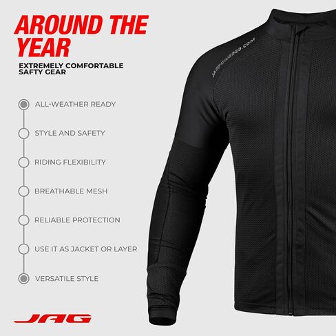 J.A.G. Motorcycle Mesh Shirt for Men with CE Certified Protective Padded Armors | All Season Motorcycle Riding Shirt in Saudi Arabia