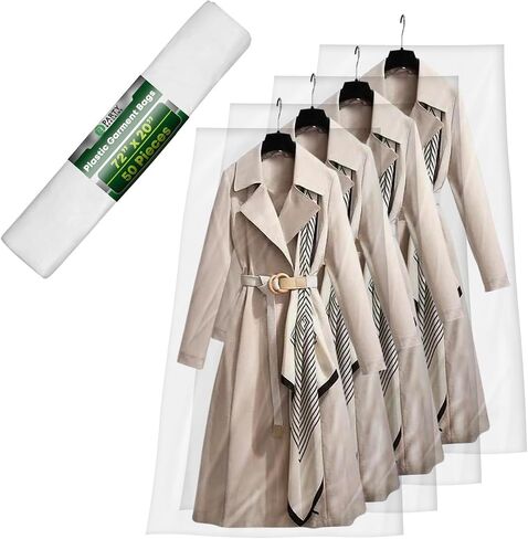 Party Bargains 72x20 Inch Clear Plastic Garment Bags, 50 Pack in Saudi Arabia