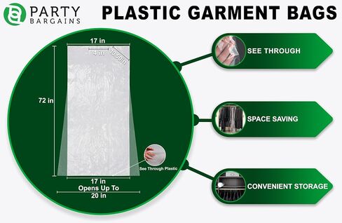 Party Bargains 72x20 Inch Clear Plastic Garment Bags, 50 Pack in Saudi Arabia