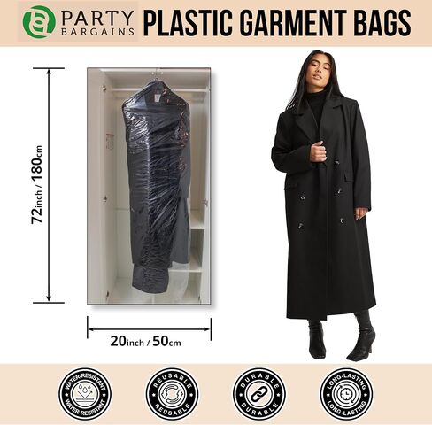 Party Bargains 72x20 Inch Clear Plastic Garment Bags, 50 Pack in Saudi Arabia