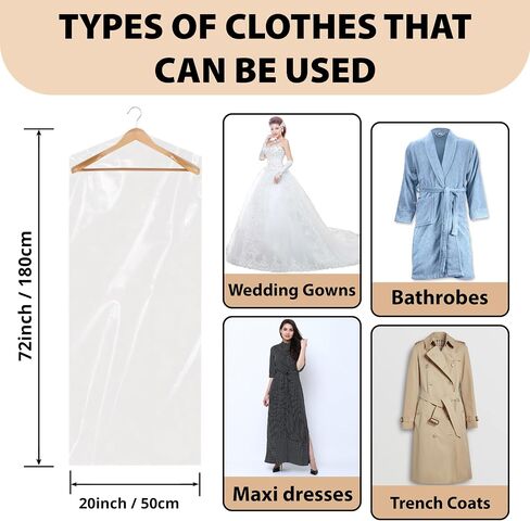 Party Bargains 72x20 Inch Clear Plastic Garment Bags, 50 Pack in Saudi Arabia