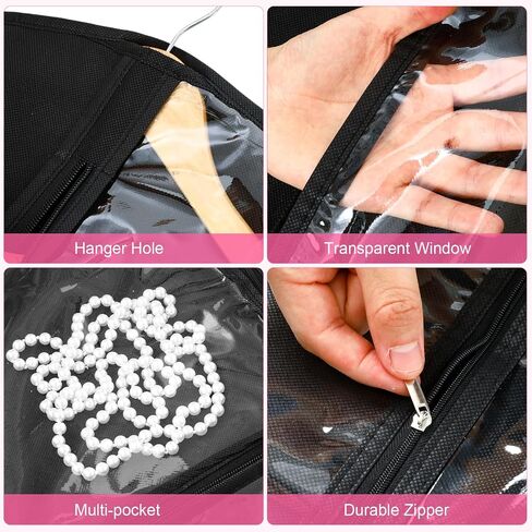 14 Pcs Garment Bags for Dance Costumes Clear PVC with Zippers 24 x 50 Inch Suits Bag with Pockets Dance Costume Organizer Carrier for Storage Cover for Adult(Fully Transparent White,Classic) in Saudi Arabia
