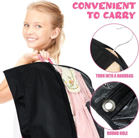 14 Pcs Garment Bags for Dance Costumes Clear PVC with Zippers 24 x 50 Inch Suits Bag with Pockets Dance Costume Organizer Carrier for Storage Cover for Adult(Fully Transparent White,Classic) in Saudi Arabia