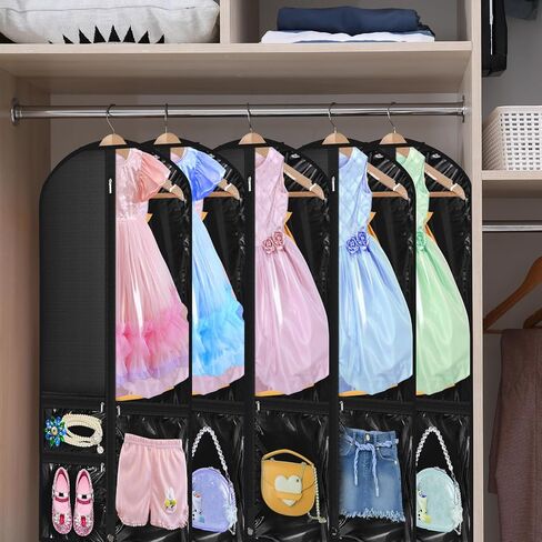 14 Pcs Garment Bags for Dance Costumes Clear PVC with Zippers 24 x 50 Inch Suits Bag with Pockets Dance Costume Organizer Carrier for Storage Cover for Adult(Fully Transparent White,Classic) in Saudi Arabia