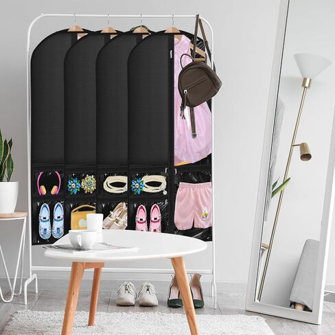 14 Pcs Garment Bags for Dance Costumes Clear PVC with Zippers 24 x 50 Inch Suits Bag with Pockets Dance Costume Organizer Carrier for Storage Cover for Adult(Fully Transparent White,Classic) in Saudi Arabia