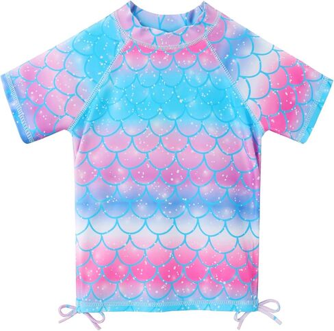 BAOHULU Girls Two Piece Swimsuits Rash Guard Ruffle Bikini Skirt Short Sleeves Beach Dress Swimwear UPF 50+ 3-12Y in Kuwait