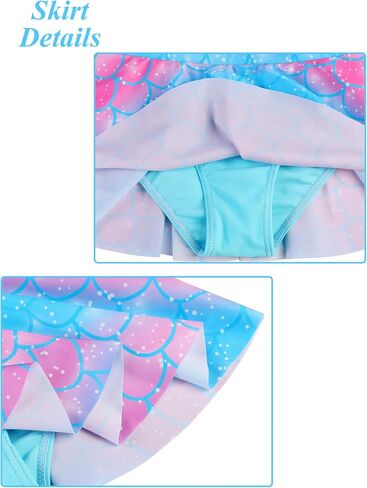 BAOHULU Girls Two Piece Swimsuits Rash Guard Ruffle Bikini Skirt Short Sleeves Beach Dress Swimwear UPF 50+ 3-12Y in Kuwait