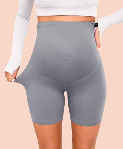 VALANDY Creamlush 4 Pack Maternity Shorts–Over The Belly Buttery Soft Stretchy Maternity Lounge Yoga Shorts in Kuwait