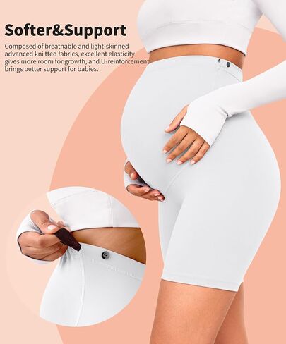 VALANDY Creamlush 4 Pack Maternity Shorts–Over The Belly Buttery Soft Stretchy Maternity Lounge Yoga Shorts in Kuwait