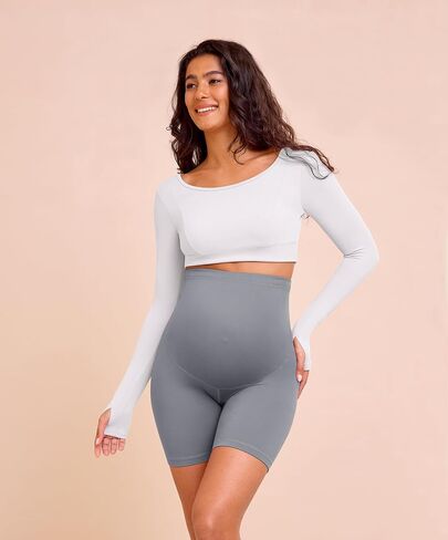 VALANDY Creamlush 4 Pack Maternity Shorts–Over The Belly Buttery Soft Stretchy Maternity Lounge Yoga Shorts in Kuwait