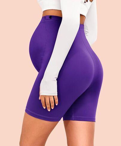 VALANDY Creamlush 4 Pack Maternity Shorts–Over The Belly Buttery Soft Stretchy Maternity Lounge Yoga Shorts in Kuwait