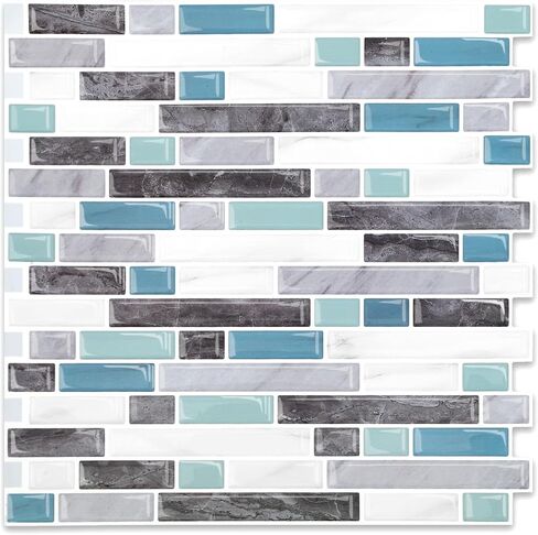 Yipscazo 10 Sheets Peel and Stick Backsplash for Kitchen Wall, 12''x12'' Waterproof Stick on Backsplash Smart Tiles for Bathroom,Removable Backsplash Wall Tiles in Slate White Marble in Saudi Arabia