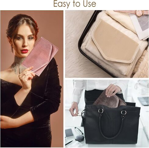 منظم مجوهرات السفر ، لفة مجوهرات قابلة للطي للحلقات ، القلادات ، الأقراط ، الأساور-تخزين السفر المدمج (أبيض) in Kuwait