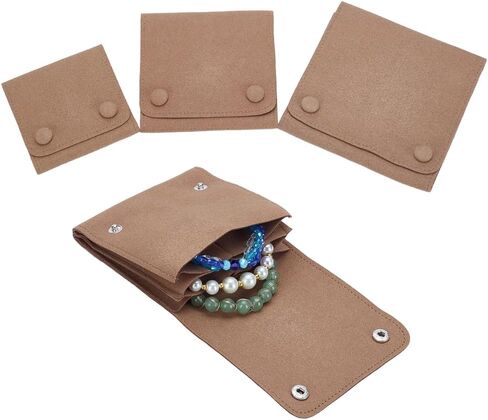 ARRICRAFT 3 PCS الألياف الدقيقة لفات المجوهرات ، 3 أحجام مربع مربع مربع محمولة معصم معصم حقيبة حقيبة حقيبة مع منظم لزراء لات in Kuwait