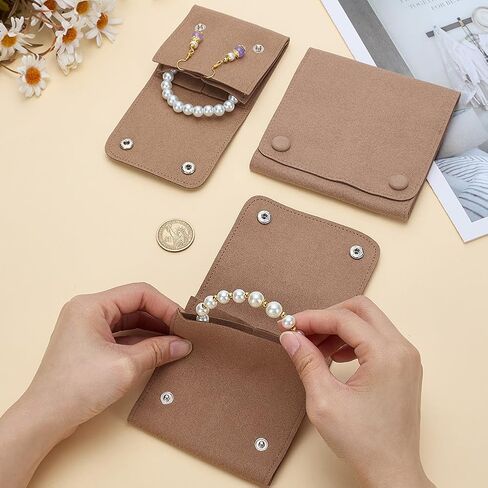 ARRICRAFT 3 PCS الألياف الدقيقة لفات المجوهرات ، 3 أحجام مربع مربع مربع محمولة معصم معصم حقيبة حقيبة حقيبة مع منظم لزراء لات in Kuwait