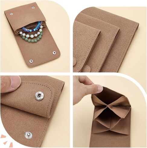 ARRICRAFT 3 PCS الألياف الدقيقة لفات المجوهرات ، 3 أحجام مربع مربع مربع محمولة معصم معصم حقيبة حقيبة حقيبة مع منظم لزراء لات in Kuwait